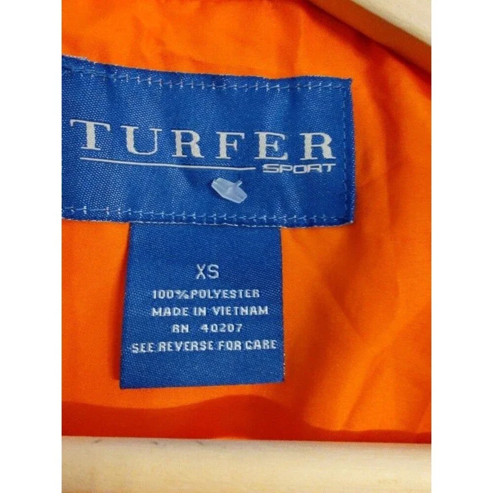Men's Turfer Sport 1/2 Zip Hooded Orange Windbreaker Size XS See discription